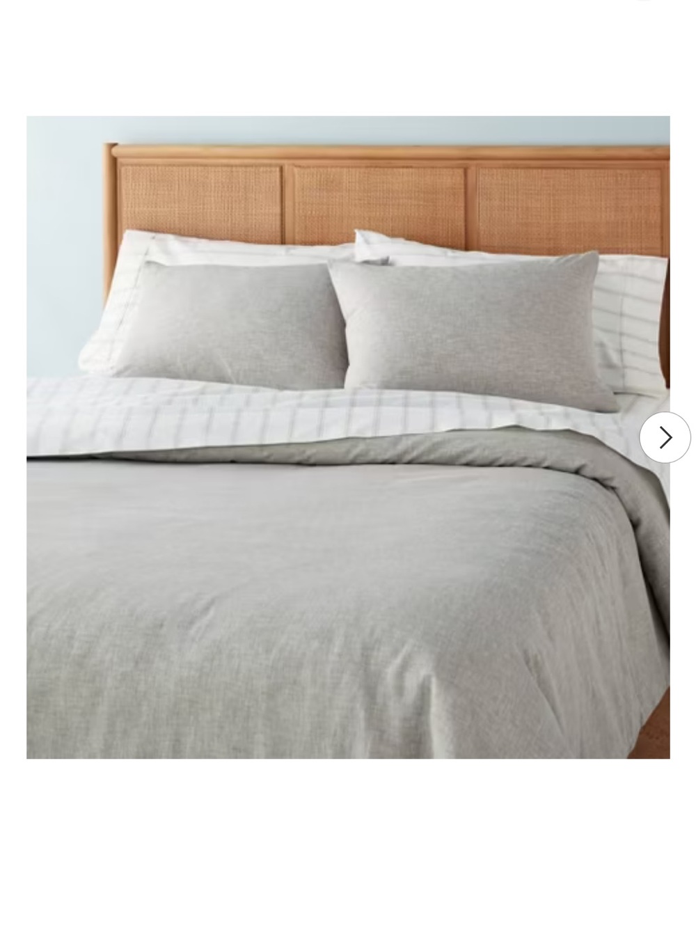 NEW Linen-Cotton Blend Queen Duvet Cover w/Matching Shams. light grey